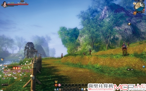 在低画质下（上），所有光影效果损失殆尽，基本上退化到DirectX 8时代的效果，并且为了节约性能，游戏中大量细节场景也消失了。在高画质下（下），极其复杂的光影特效带来了出色的图形效果，高精度贴图和丰富的场景细节让玩家感受到了国产网游所拥有的强大技术魅力。
