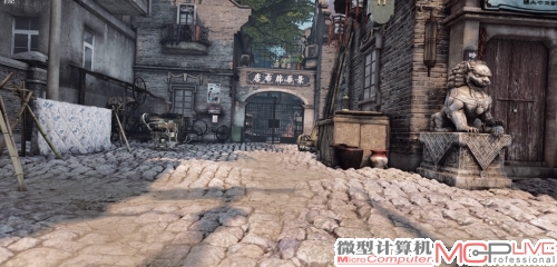 在PhysX破碎画面下（上），爆炸呈现相当多的碎片效果，爆炸物体的路径都经过计
